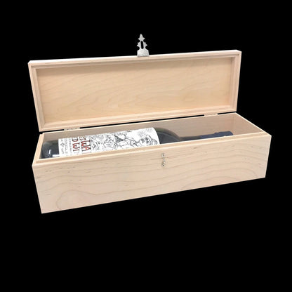 Unfinished Wooden Wine Box with Hinge and Lock 13 3/4 x 4 1/4 x 4 Personalized Laser Engraving Available - The Designcraft Studio