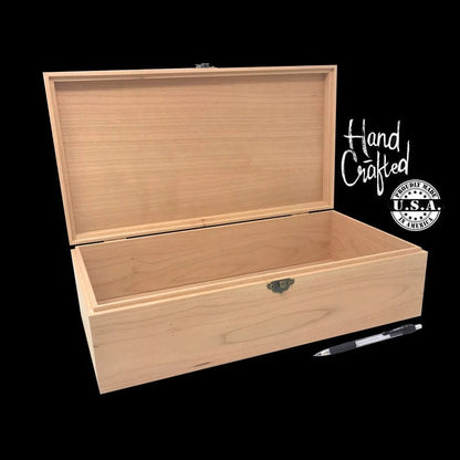 The Designcraft Studio Memory Boxes Personalized Keepsake Box 13 3/4 x 7 1/4 x 4, Handmade Wood Storage Box, Custom Engraved Memory Box, Unfinished Wooden Box