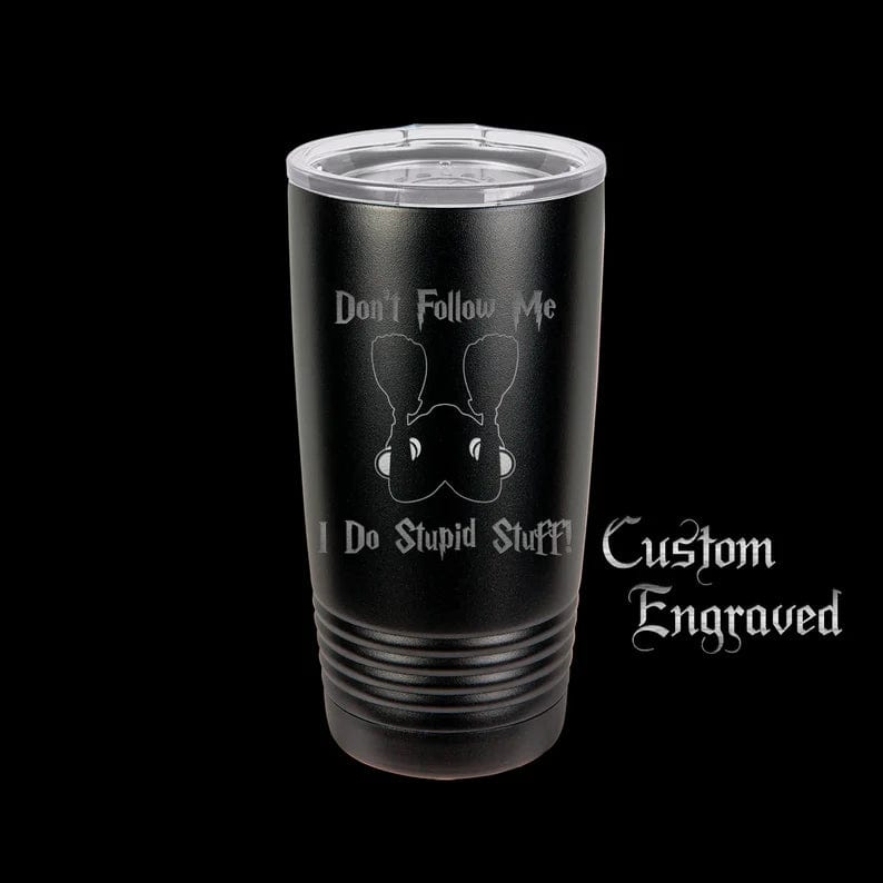 The Designcraft Studio Mugs Black Dont Follow Me I Do Stupid Stuff Tumbler Travel Mug, Stainless Steel, Powder Coated Tumbler, Polar Camel, Coffee Mug, Scuba Diver Gift