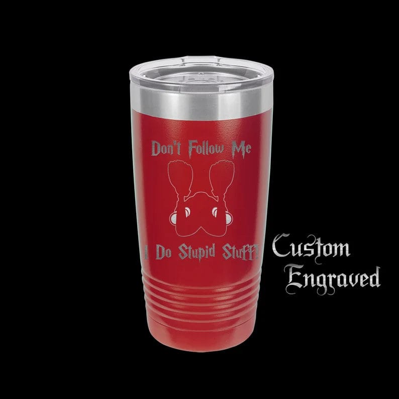 The Designcraft Studio Mugs Dont Follow Me I Do Stupid Stuff Tumbler Travel Mug, Stainless Steel, Powder Coated Tumbler, Polar Camel, Coffee Mug, Scuba Diver Gift
