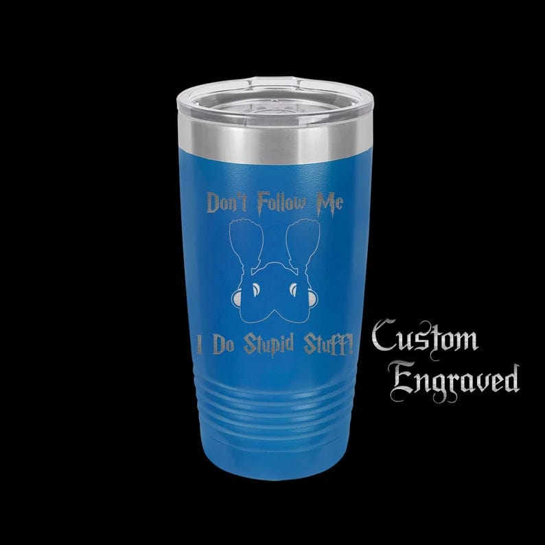 The Designcraft Studio Mugs Dont Follow Me I Do Stupid Stuff Tumbler Travel Mug, Stainless Steel, Powder Coated Tumbler, Polar Camel, Coffee Mug, Scuba Diver Gift
