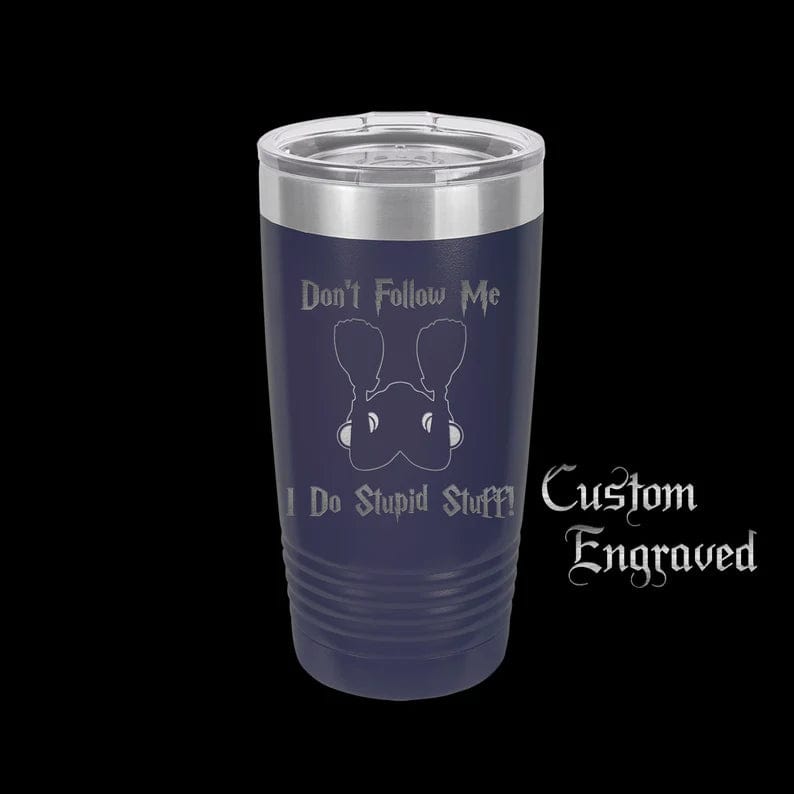 The Designcraft Studio Mugs Dont Follow Me I Do Stupid Stuff Tumbler Travel Mug, Stainless Steel, Powder Coated Tumbler, Polar Camel, Coffee Mug, Scuba Diver Gift
