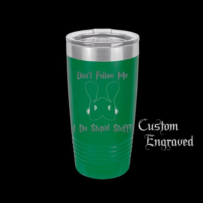 The Designcraft Studio Mugs Dont Follow Me I Do Stupid Stuff Tumbler Travel Mug, Stainless Steel, Powder Coated Tumbler, Polar Camel, Coffee Mug, Scuba Diver Gift