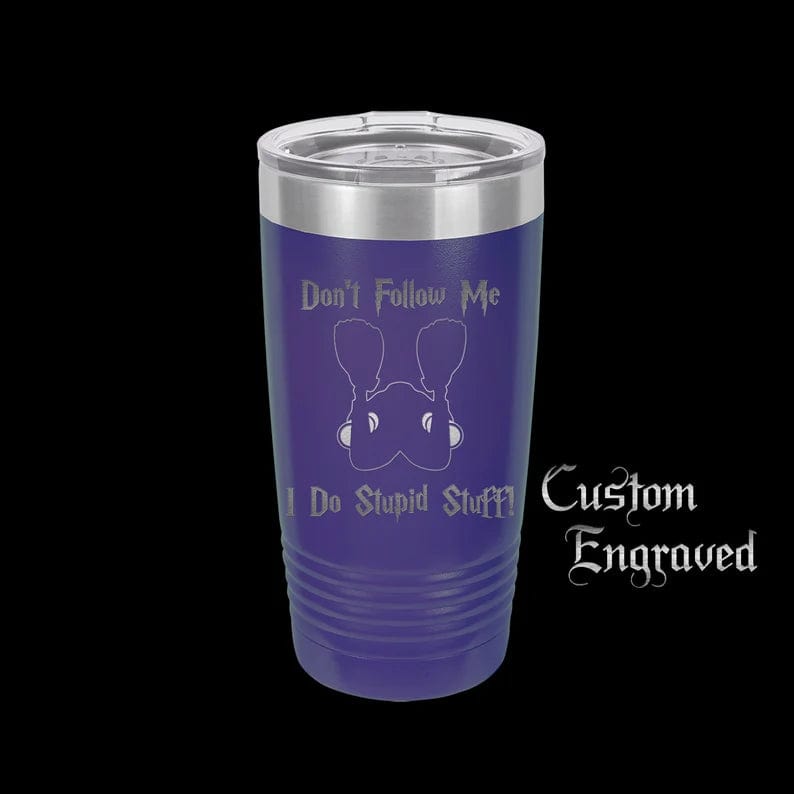 The Designcraft Studio Mugs Dont Follow Me I Do Stupid Stuff Tumbler Travel Mug, Stainless Steel, Powder Coated Tumbler, Polar Camel, Coffee Mug, Scuba Diver Gift