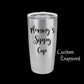 The Designcraft Studio Mugs Silver Mommy's Sippy Cup Travel Mug, Stainless Steel, Powder Coated Tumbler, Polar Camel, Engraved, Coffee Mug, Mom Gift