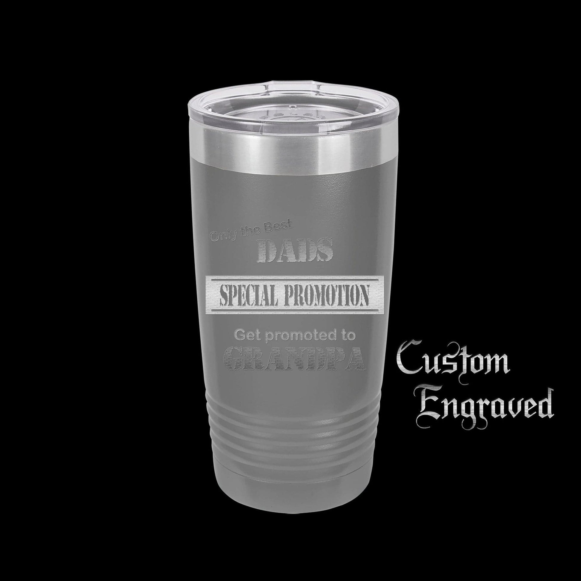 The Designcraft Studio Only The Best Dads Get Promoted To Grandpa Travel Mug, Stainless Steel, Powder Coated Tumbler, Polar Camel, Engraved, Coffee Mug, Dad Gift