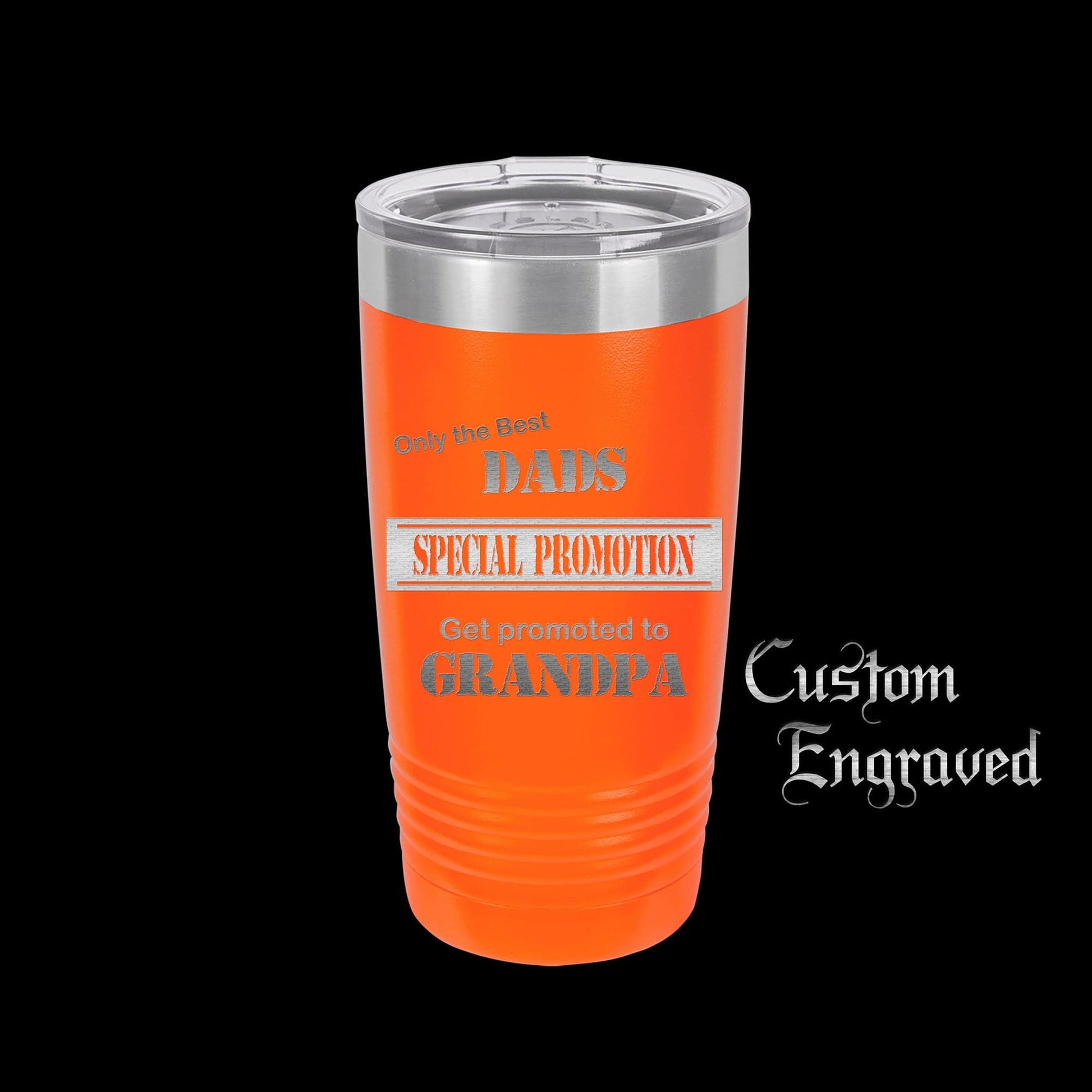 The Designcraft Studio Only The Best Dads Get Promoted To Grandpa Travel Mug, Stainless Steel, Powder Coated Tumbler, Polar Camel, Engraved, Coffee Mug, Dad Gift