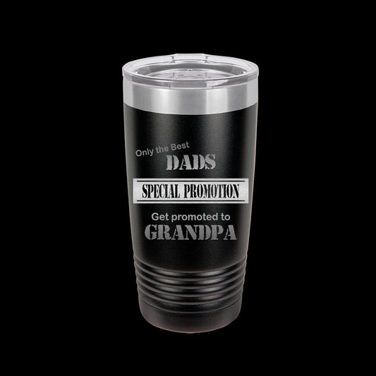 The Designcraft Studio Only The Best Dads Get Promoted To Grandpa Travel Mug, Stainless Steel, Powder Coated Tumbler, Polar Camel, Engraved, Coffee Mug, Dad Gift