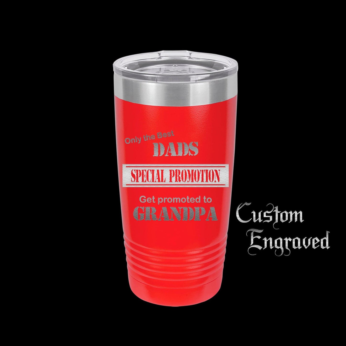 The Designcraft Studio Only The Best Dads Get Promoted To Grandpa Travel Mug, Stainless Steel, Powder Coated Tumbler, Polar Camel, Engraved, Coffee Mug, Dad Gift