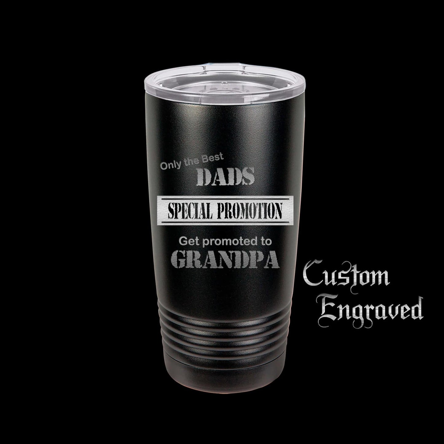The Designcraft Studio Only The Best Dads Get Promoted To Grandpa Travel Mug, Stainless Steel, Powder Coated Tumbler, Polar Camel, Engraved, Coffee Mug, Dad Gift