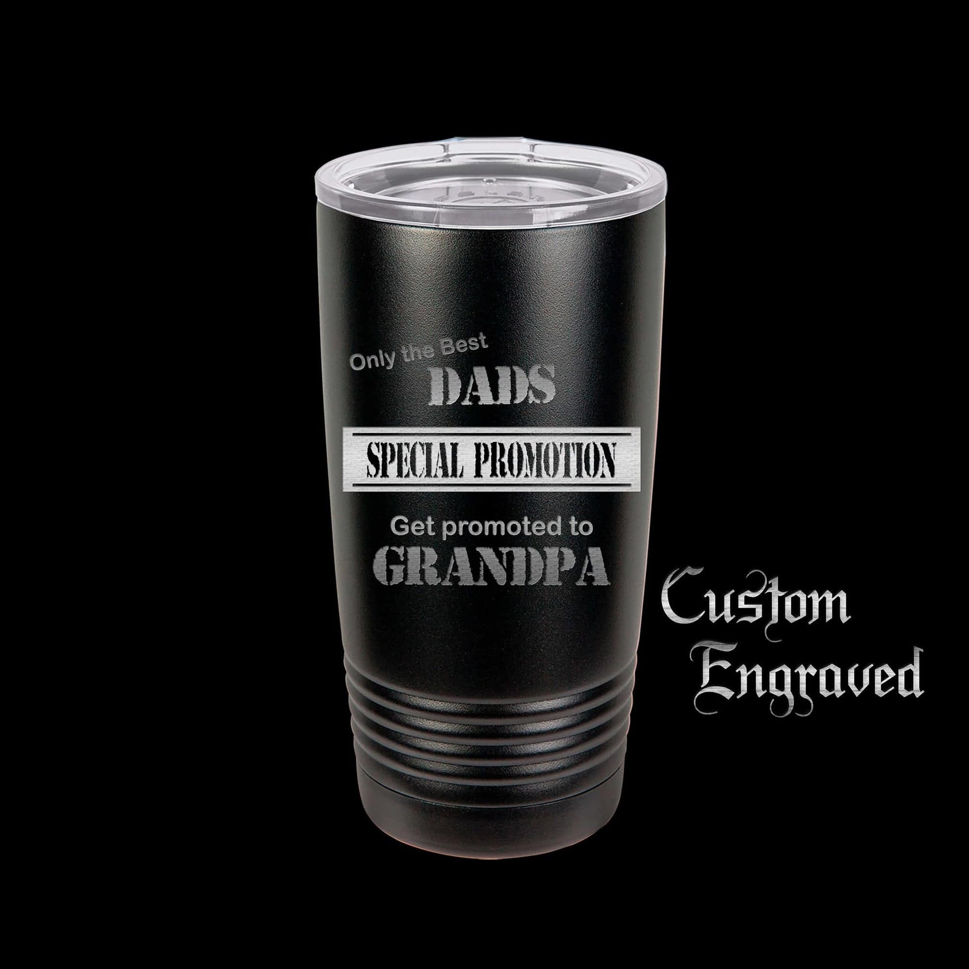 The Designcraft Studio Only The Best Dads Get Promoted To Grandpa Travel Mug, Stainless Steel, Powder Coated Tumbler, Polar Camel, Engraved, Coffee Mug, Dad Gift