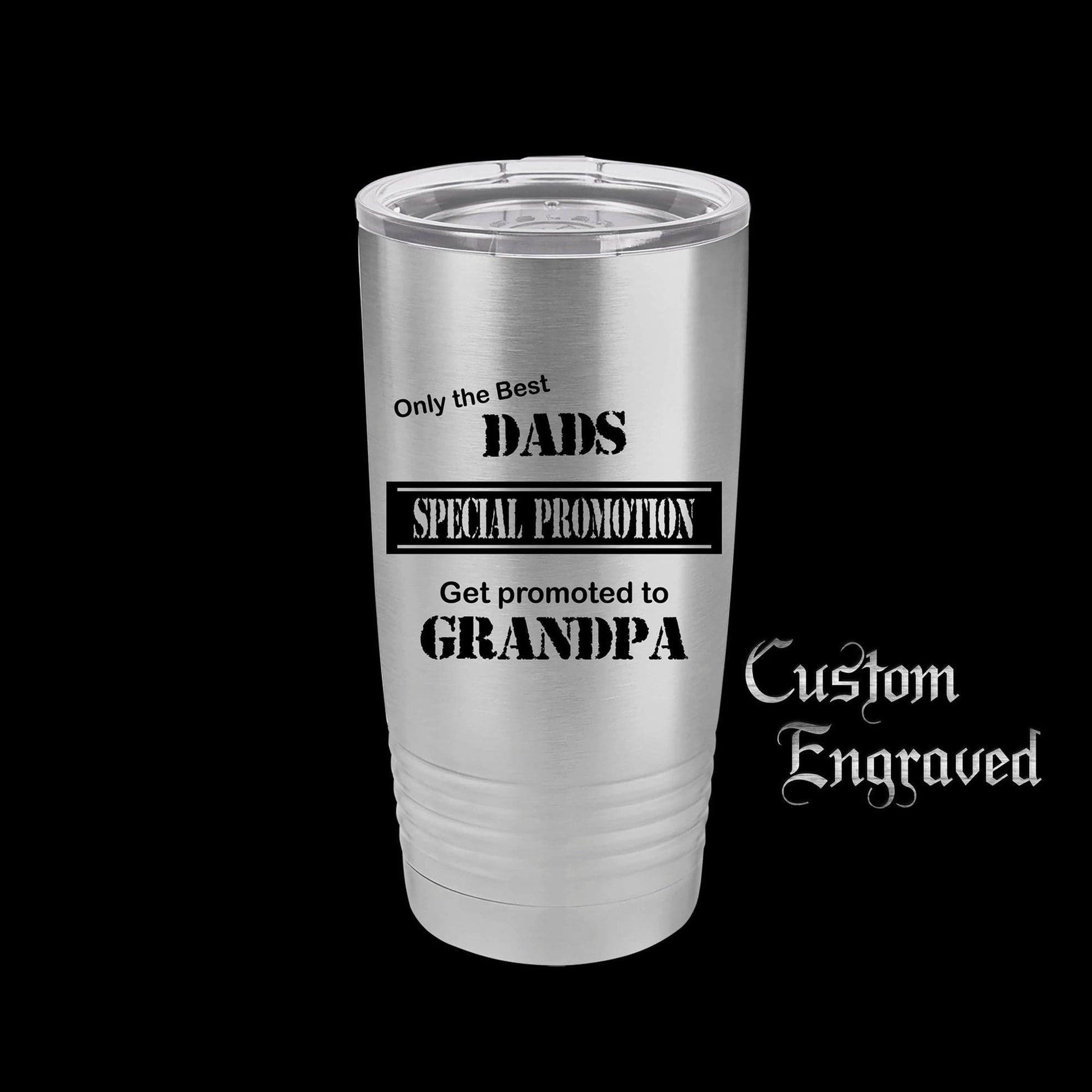 The Designcraft Studio Only The Best Dads Get Promoted To Grandpa Travel Mug, Stainless Steel, Powder Coated Tumbler, Polar Camel, Engraved, Coffee Mug, Dad Gift