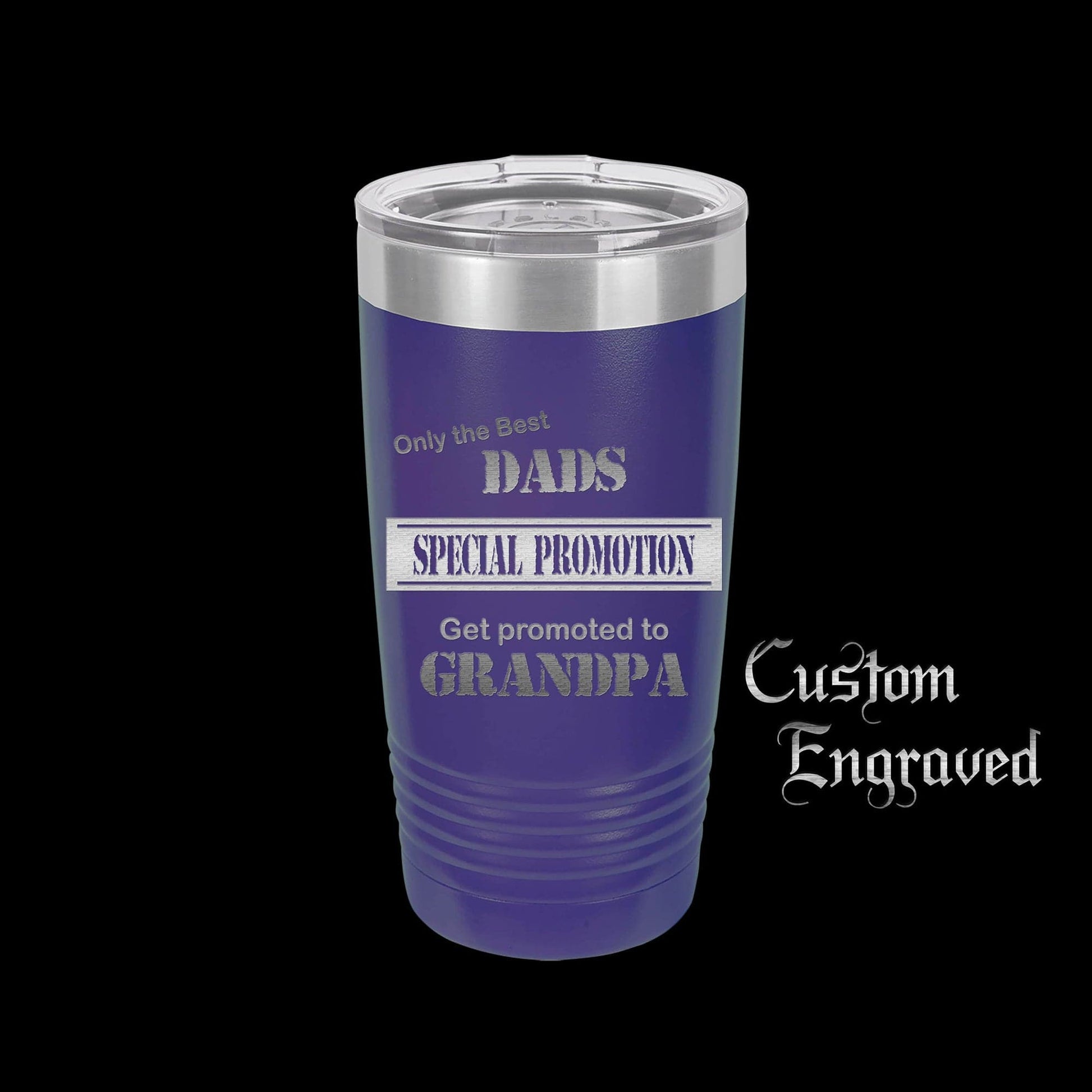 The Designcraft Studio Only The Best Dads Get Promoted To Grandpa Travel Mug, Stainless Steel, Powder Coated Tumbler, Polar Camel, Engraved, Coffee Mug, Dad Gift