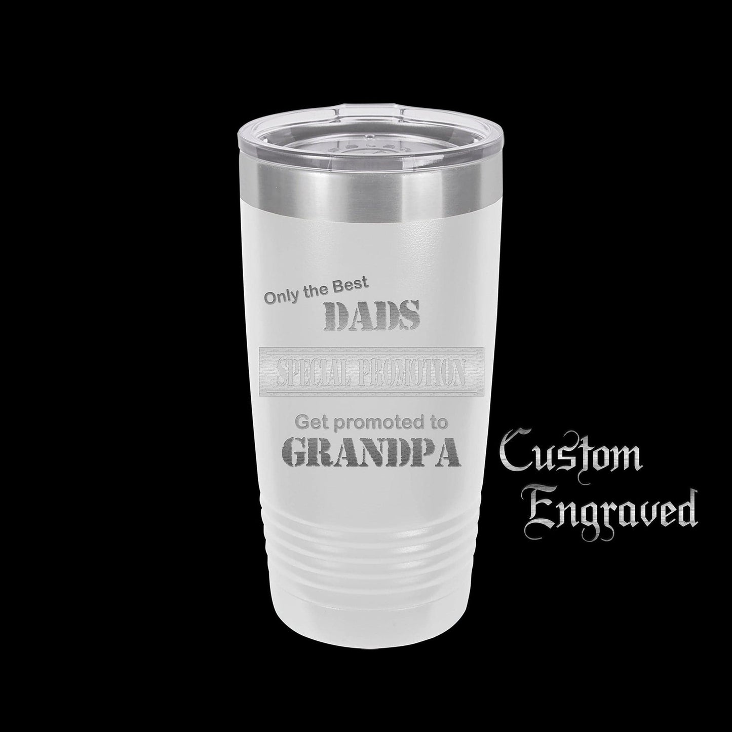 The Designcraft Studio Only The Best Dads Get Promoted To Grandpa Travel Mug, Stainless Steel, Powder Coated Tumbler, Polar Camel, Engraved, Coffee Mug, Dad Gift