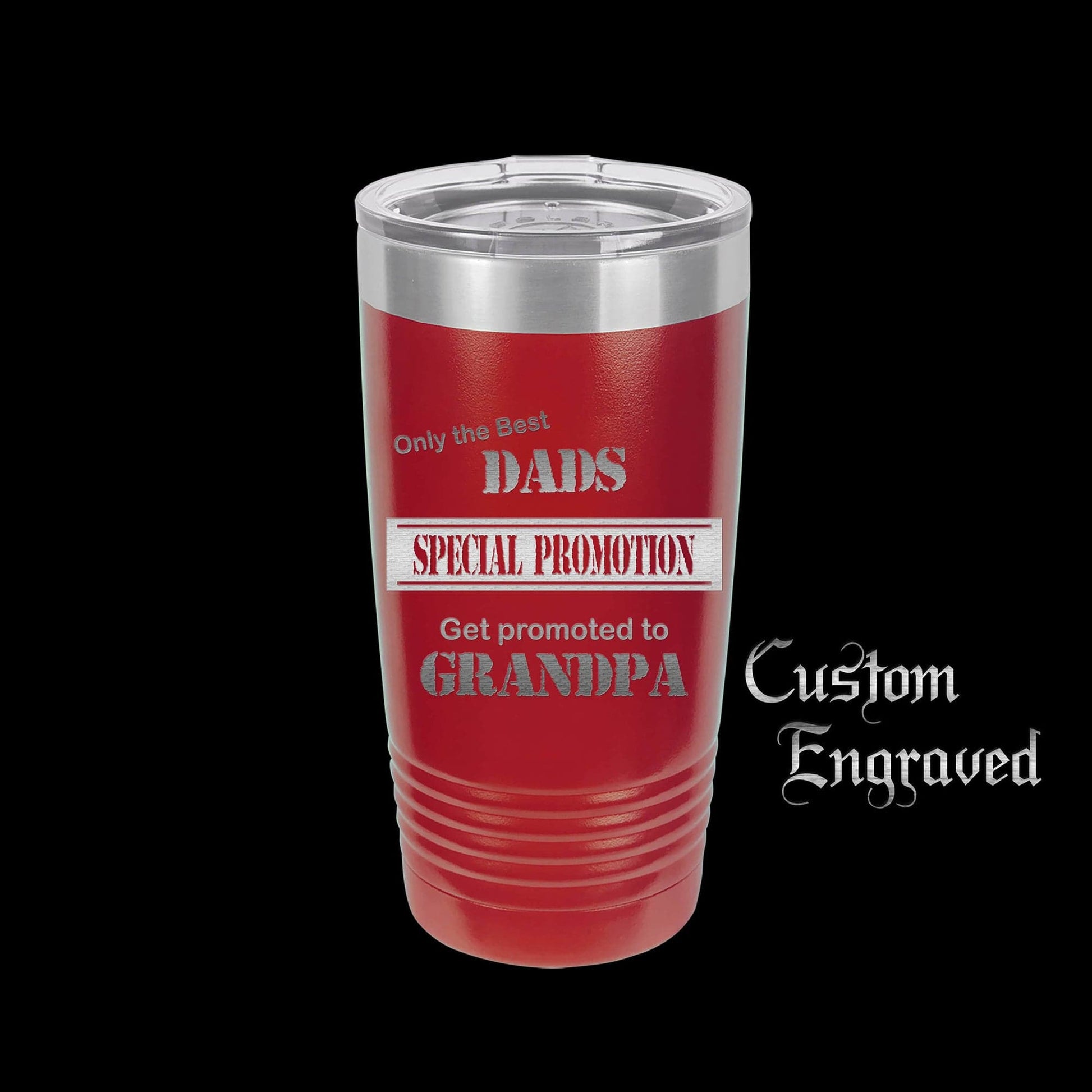 The Designcraft Studio Only The Best Dads Get Promoted To Grandpa Travel Mug, Stainless Steel, Powder Coated Tumbler, Polar Camel, Engraved, Coffee Mug, Dad Gift