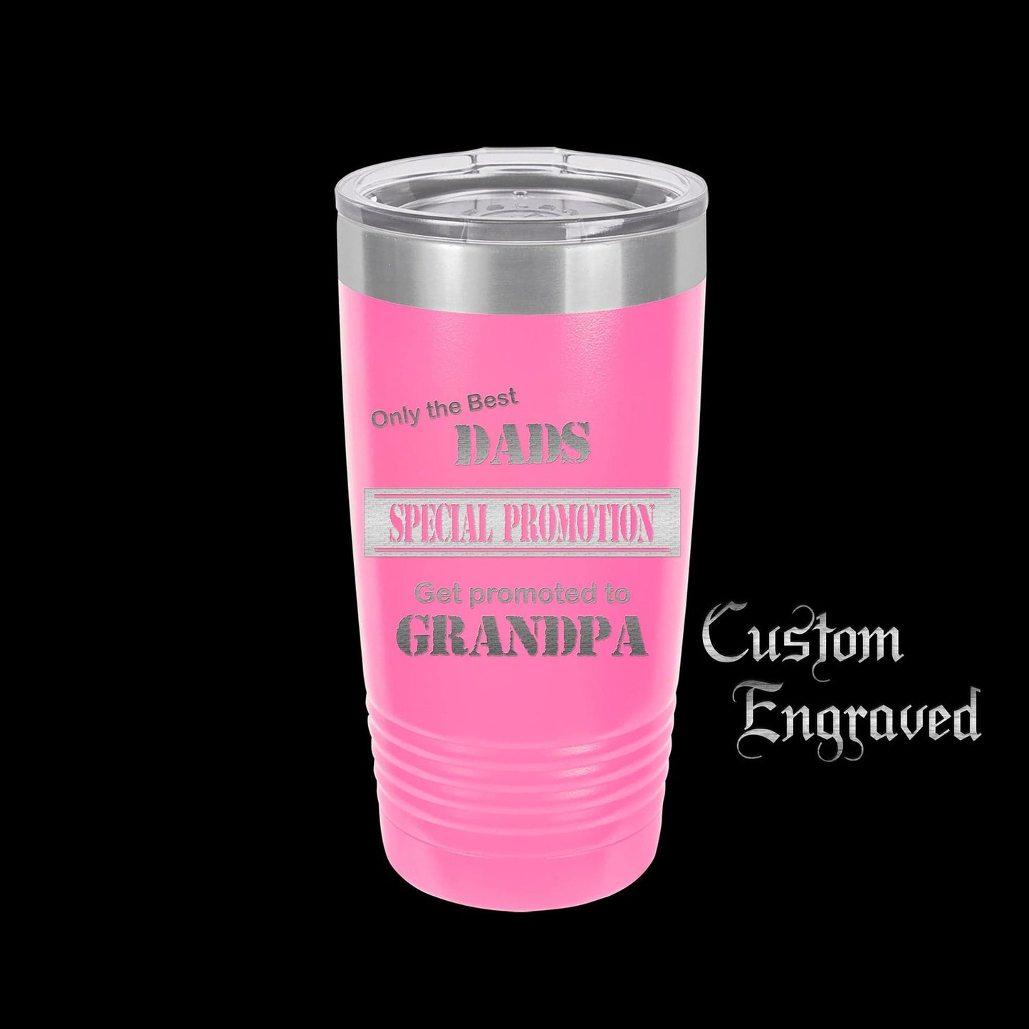 The Designcraft Studio Only The Best Dads Get Promoted To Grandpa Travel Mug, Stainless Steel, Powder Coated Tumbler, Polar Camel, Engraved, Coffee Mug, Dad Gift