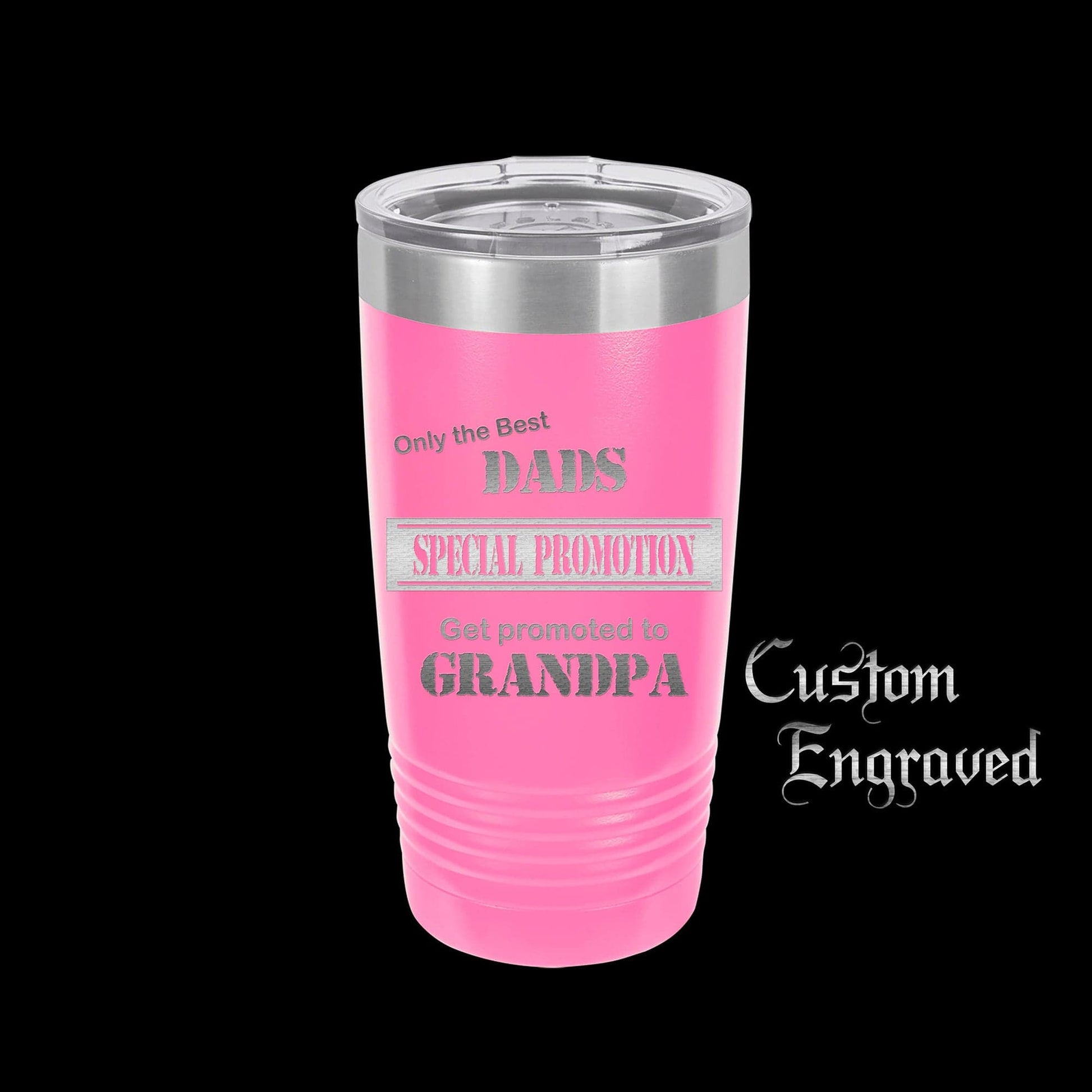 The Designcraft Studio Only The Best Dads Get Promoted To Grandpa Travel Mug, Stainless Steel, Powder Coated Tumbler, Polar Camel, Engraved, Coffee Mug, Dad Gift