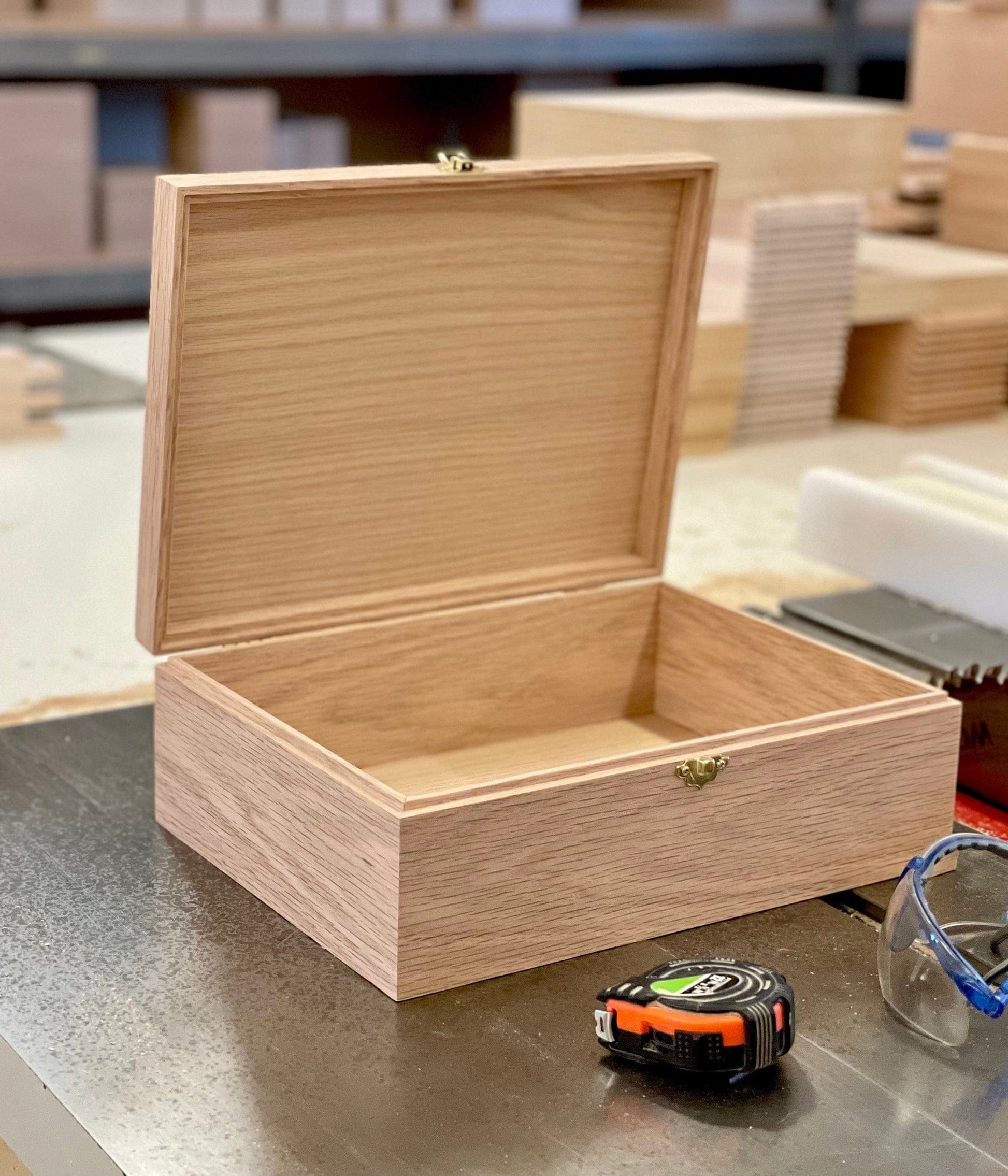 The Designcraft Studio Plain Wood Box Unfinished Wood Box with Hinged Lid 12 x 9 x 4 1/4 Personalized Laser Engraving Available