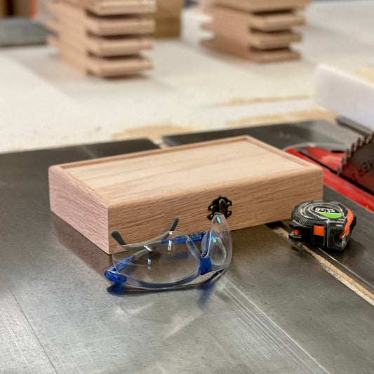 The Designcraft Studio Small Wooden Box with Hinged Lid 10 x 6 x 2 Personalized Laser Engraving Available