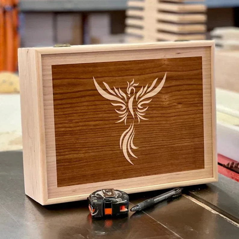 Wooden Tea Box | Phoenix Rising Engraving | Our Classic Handmade Desig ...