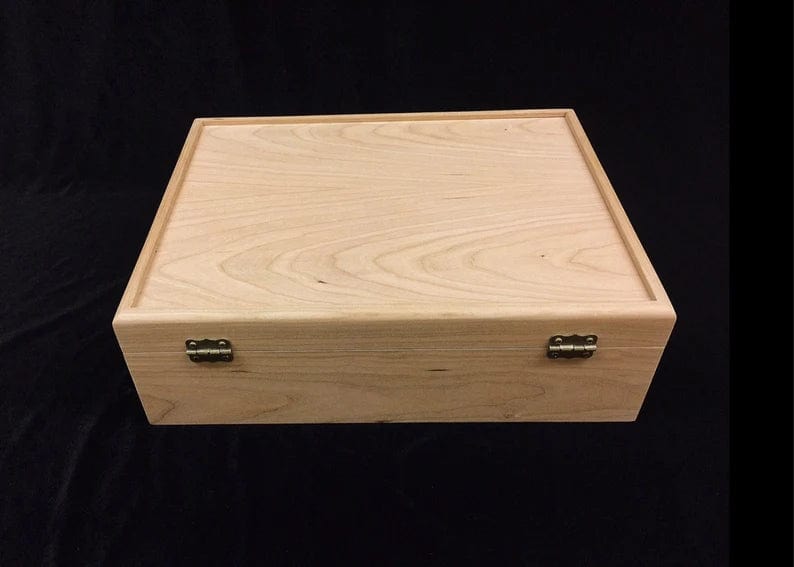 The Designcraft Studio Tea Boxes Wooden Tea Box with Hinges & Latch-12 3/8 x 9 1/2 x 3 3/4-unfinished wood box-ready to finish-engravable wood box-12 compartments