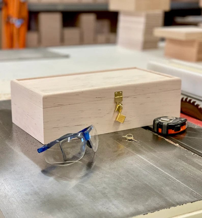 The Designcraft Studio Unfinished Wooden Wine Box w/ Hinges & Lock- Holds 2 Bottles of Wine-unfinished wood box-engravable wood box-personalized laser engraving