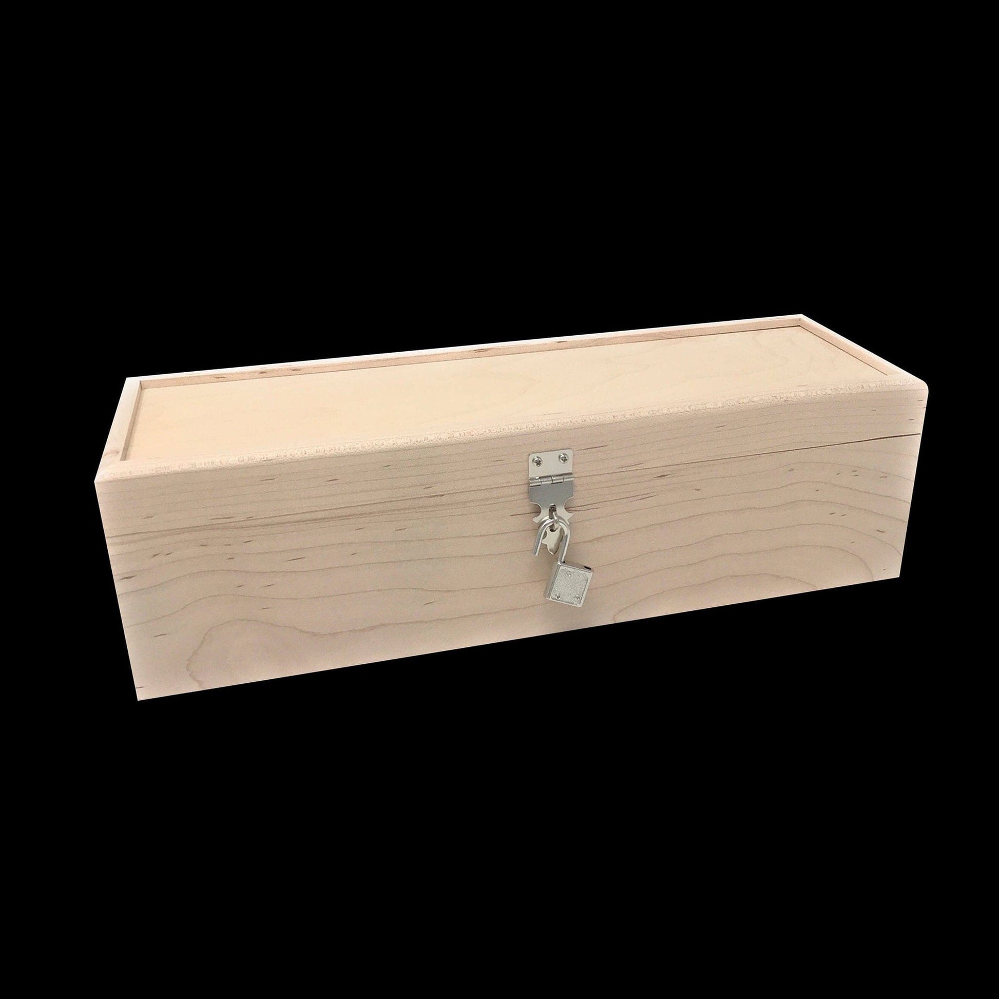 The Designcraft Studio Unfinished Wooden Wine Box with Hinge and Lock 13 3/4 x 4 1/4 x 4 Personalized Laser Engraving Available