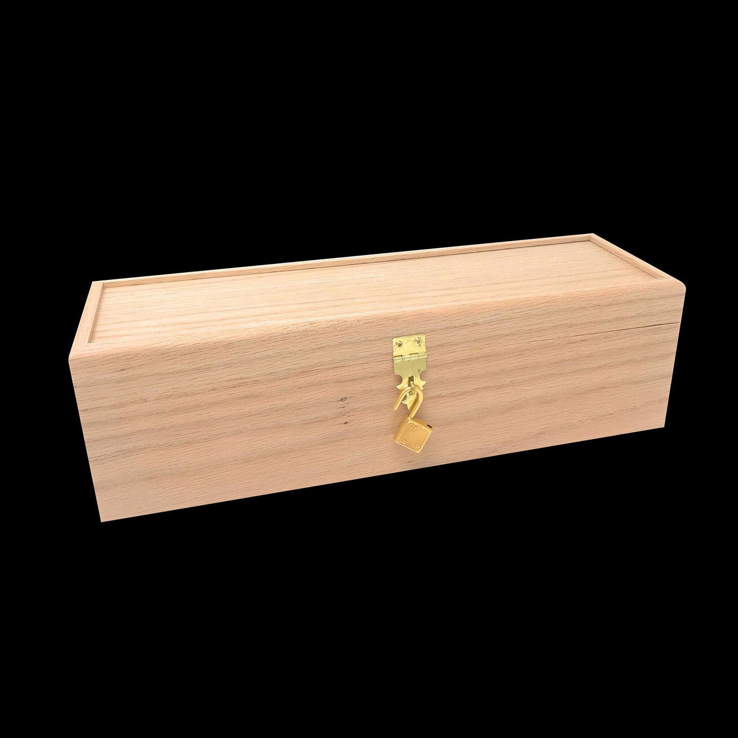 The Designcraft Studio Unfinished Wooden Wine Box with Hinge and Lock 13 3/4 x 4 1/4 x 4 Personalized Laser Engraving Available