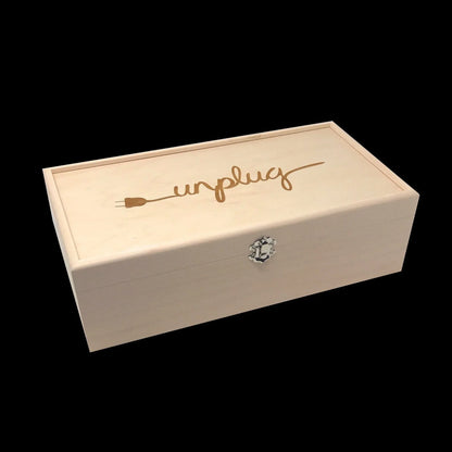 Unplug Box, Custom Engraved Personalized Box, Family Phone Lock Up, Wood Cell Phone Holder, Cell Phone Time Out, Cell Phone Charging Station - The Designcraft Studio