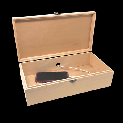 Unplug Box, Custom Engraved Personalized Box, Family Phone Lock Up, Wood Cell Phone Holder, Cell Phone Time Out, Cell Phone Charging Station - The Designcraft Studio