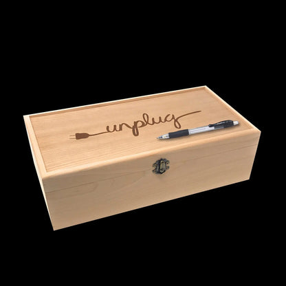 Unplug Box, Custom Engraved Personalized Box, Family Phone Lock Up, Wood Cell Phone Holder, Cell Phone Time Out, Cell Phone Charging Station - The Designcraft Studio