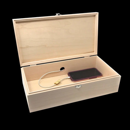 Unplug Box, Custom Engraved Personalized Box, Family Phone Lock Up, Wood Cell Phone Holder, Cell Phone Time Out, Cell Phone Charging Station - The Designcraft Studio