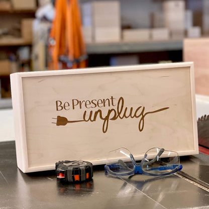Unplug Box, Custom Engraved Personalized Box, Family Phone Lock Up, Wood Cell Phone Holder, Cell Phone Time Out, Cell Phone Charging Station - The Designcraft Studio