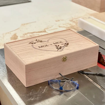 The Designcraft Studio Wedding Boxes Extra Large Wood Box with Lid-Wedding Gift-Engagement-Handmade-Gifts-Memory Box-Engraved Keepsake Box-Personalized-Couple Anniversary Gift